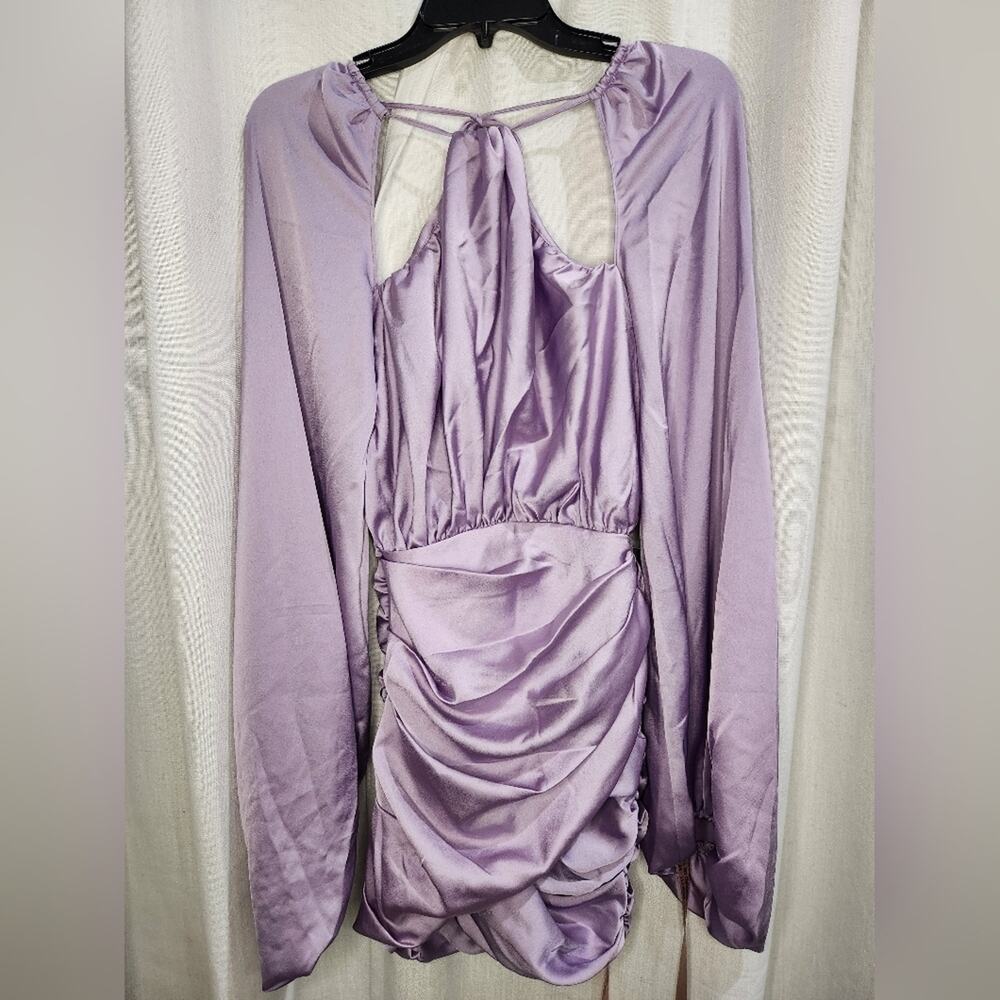 Lilac One-Shoulder Ruched Mini Dress - Picture 4 of 5